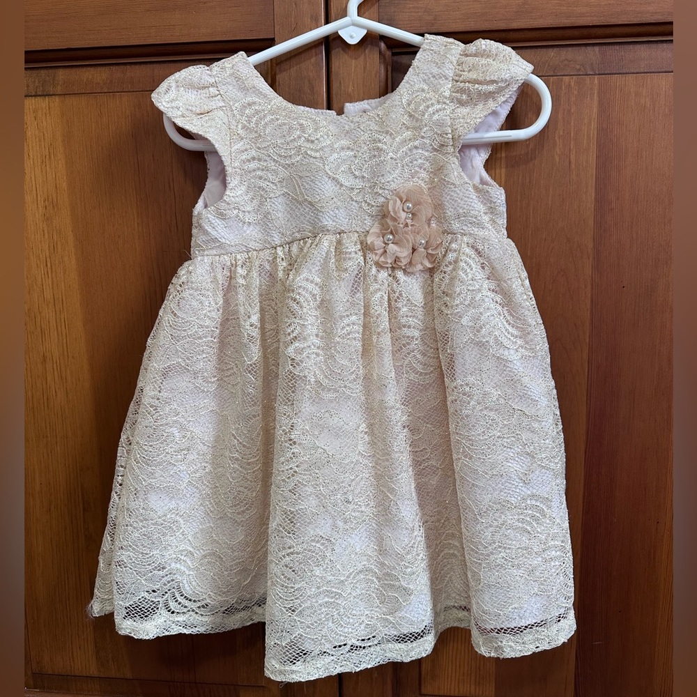 Mia & Mimi cream lace glitter Christmas holiday dress - 18 months
